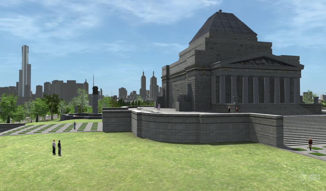 3D model of the Melbourne Shrine of Remembrance for master planning and Visual Impact Assessment (VIA)