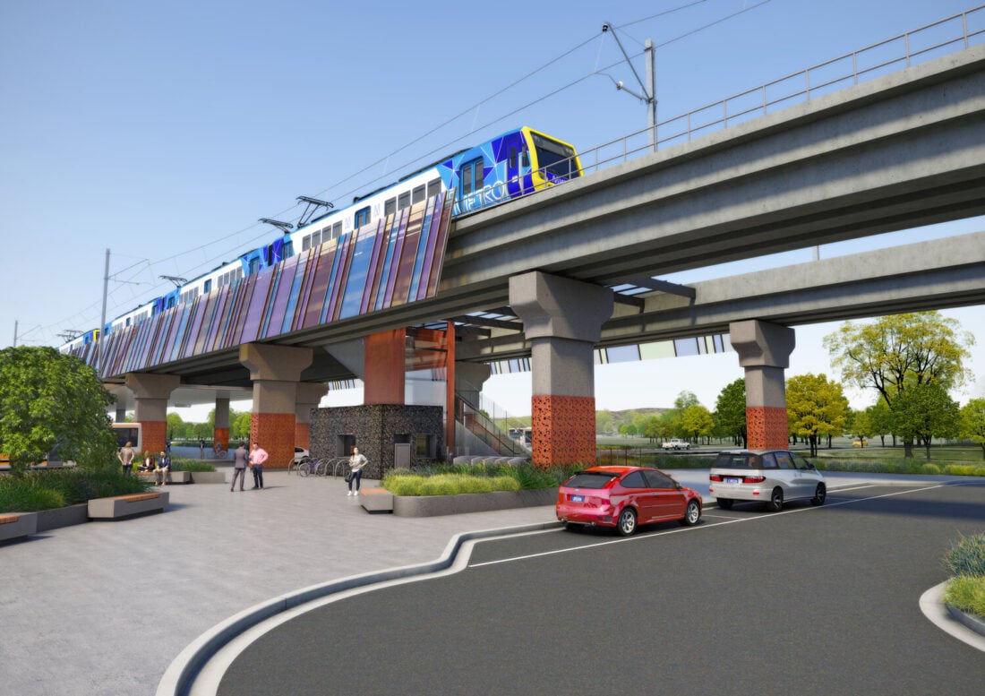 LXRA Mernda line showing train overpass
