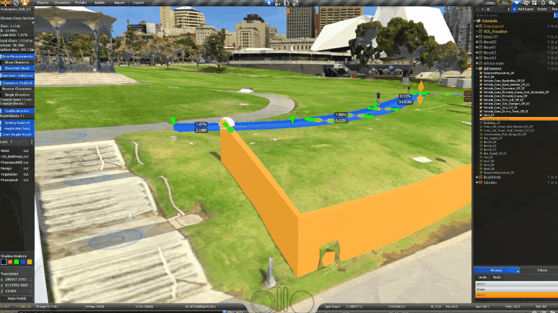 Real-time planning on 3D terrain