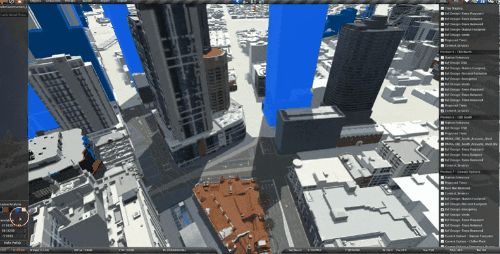Simulation showing solar planning and shadow analysis