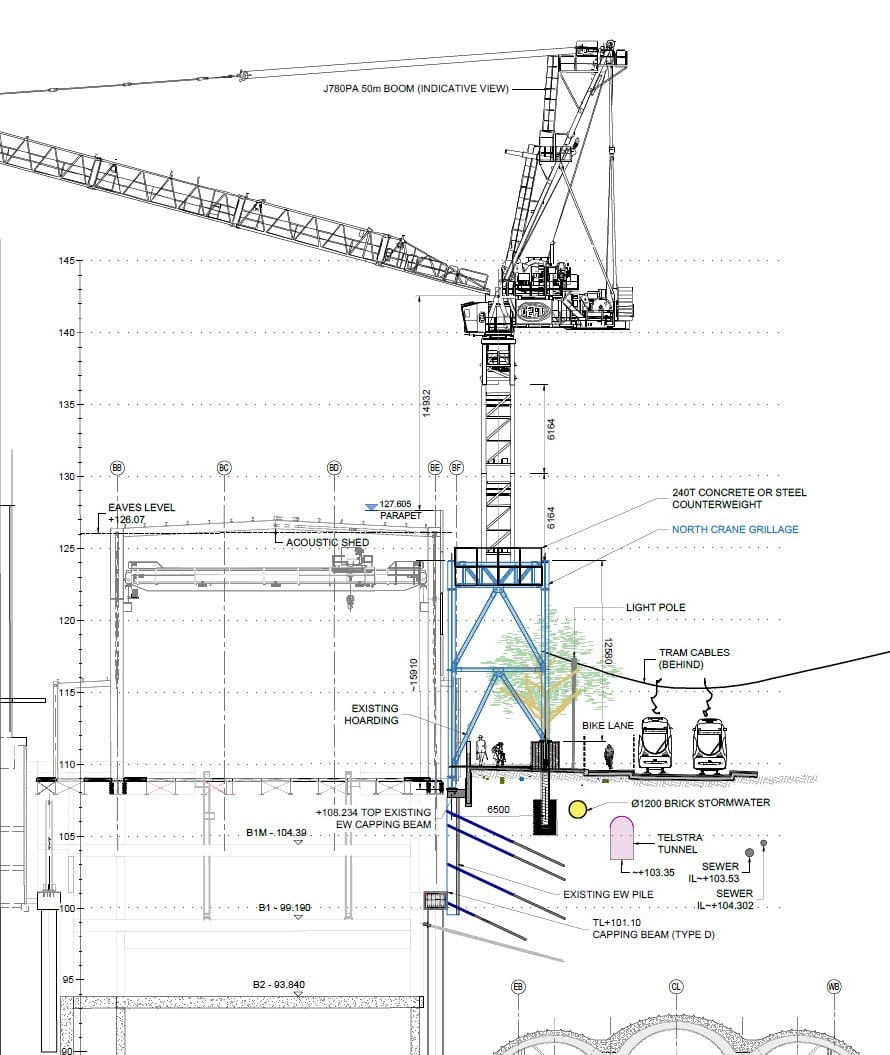 CAD Plan construction staging CYP City Square tower crane specification section