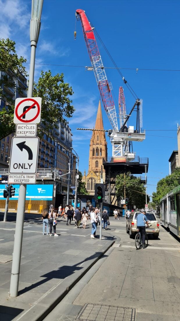 Photo of crane installation interface at City Square