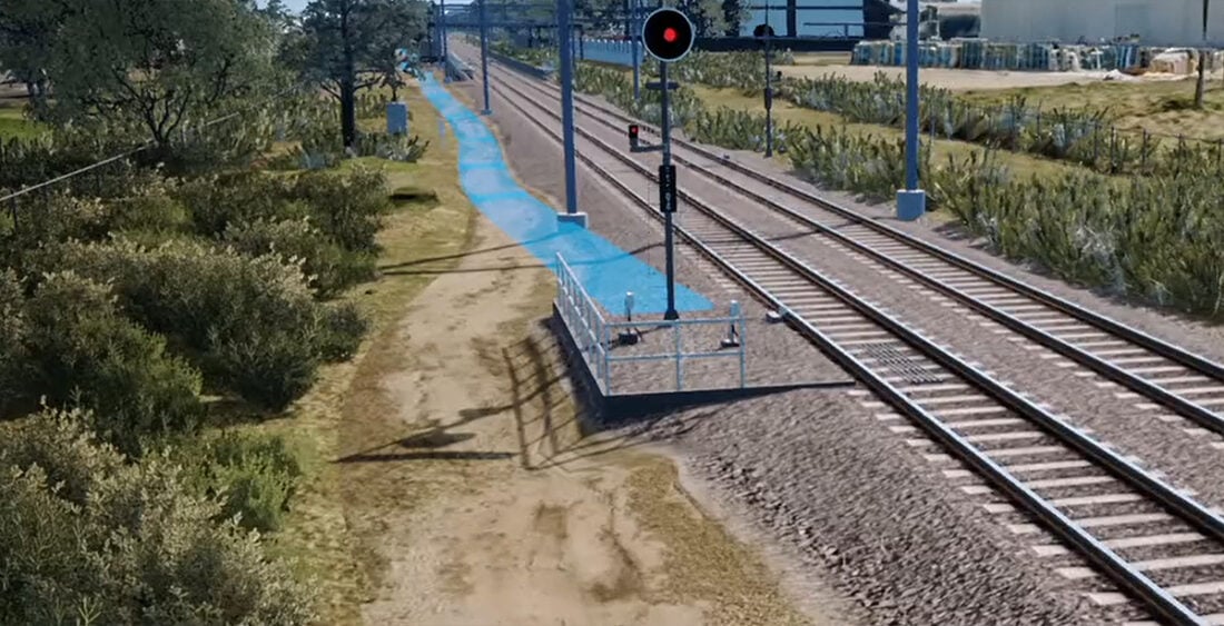 Rail corridor access points with path to signal