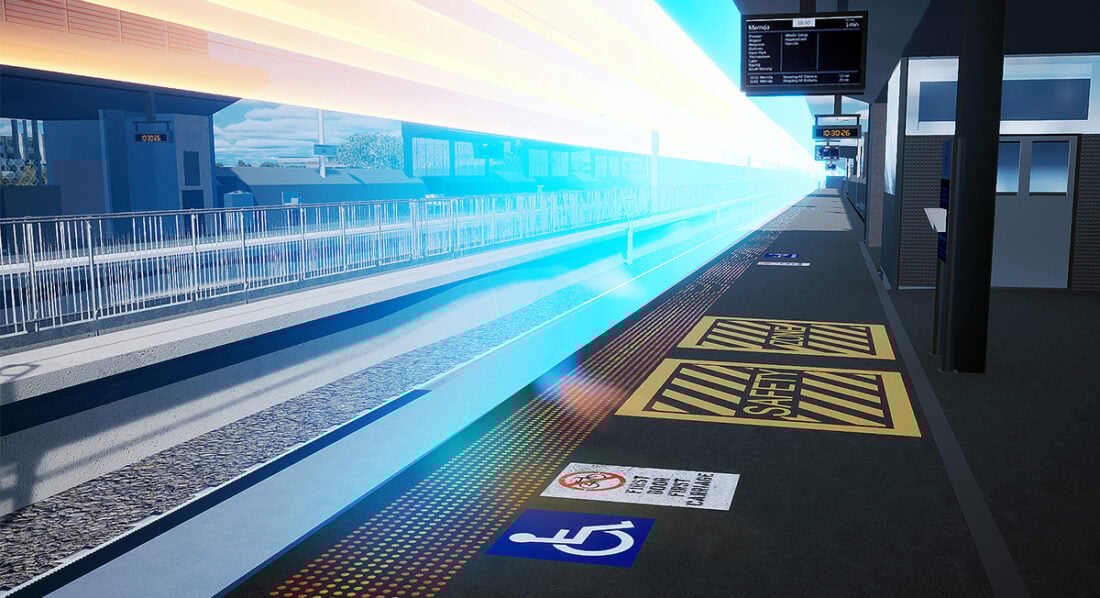 Simulated kinematic envelope rolling stock