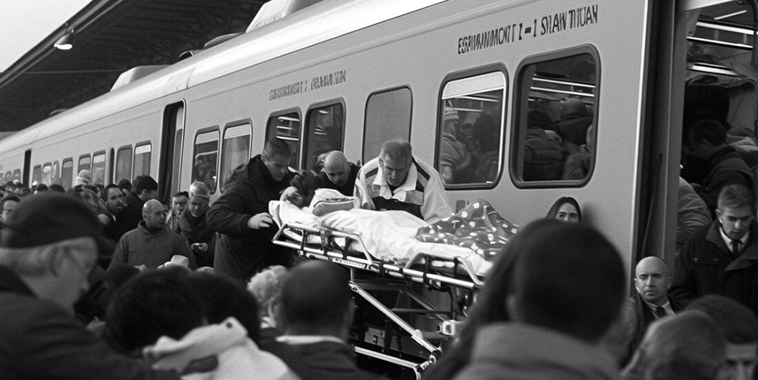 Emergency medical evacuation plan from a train