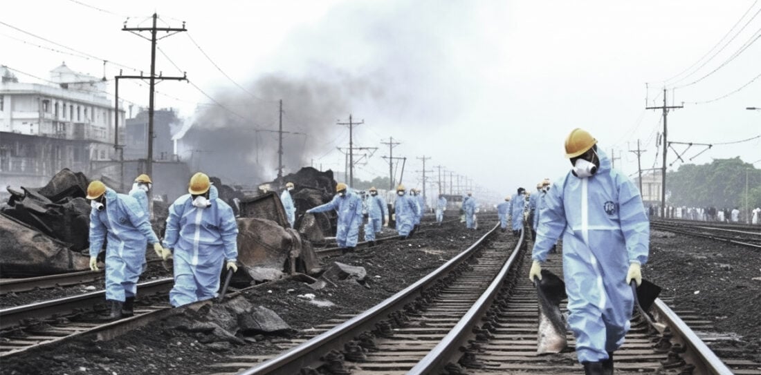 Hazardous waste operations and emergency response after a train derailment chemical spill