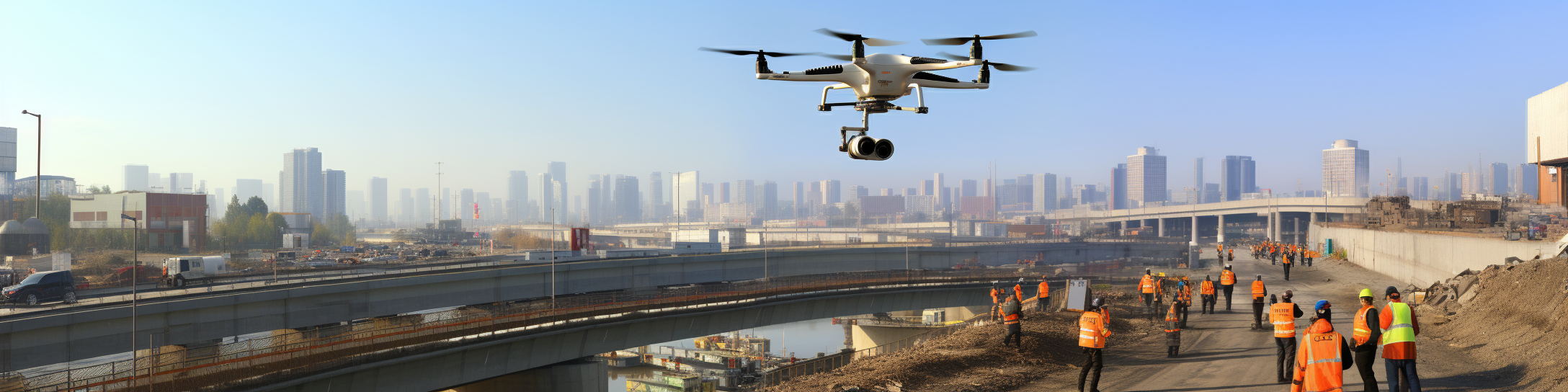 Drone railway route video capture construction stage