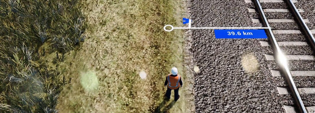 CGI simulation delivering railroad track inspection training online.